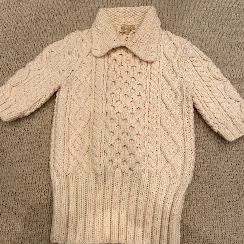 Michael Kors Collection Cropped Sleeve Wool Sweater